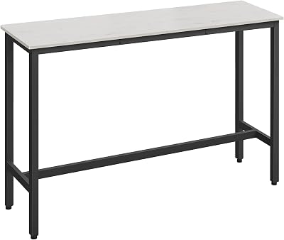 VASAGLE Bar Table 40 x 140 x 90 cm Rustic White Black Industrial Stilts