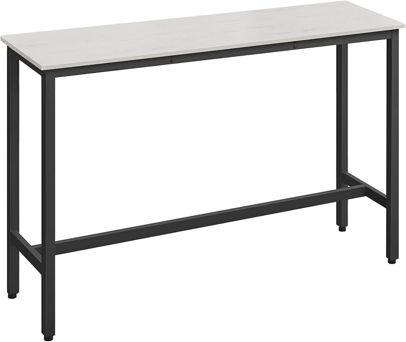 VASAGLE Bar Table 40 x 140 x 90 cm Rustic White Black Industrial Stilts