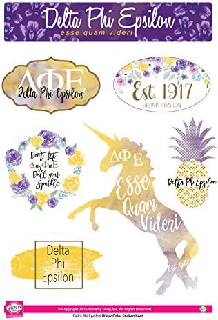 Delta Phi Epsilon - Sticker Sheet - Watercolor Theme