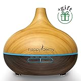 Best Essential Oil Diffuser Happydemy, + Gift, Aromatherapy Diffuser and Ultrasonic Humidifier, 300ml, with 7 Colors & 4 Timer Settings & Waterless Auto Shut-off