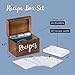 Juvale Wooden Recipe Box with Tabs & Dividers - 7 x 5 x 5 In, Brown Pinewood, Letter Print - Flip-Top Lid & Quick-Access Notch - 60-Card Set & 24 Dividers - Recipe Card Organizer Box