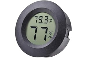 VEANIC Mini Hygrometer Thermometer Fahrenheit or Celsius Meter Digital LCD Monitor Indoor Room Round Humidity Temperature Gauge for Humidors Home Greenhouse Babyroom Reptile Incubator