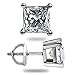 NYC Sterling Unisex Princess Cubic Zirconia Screw Back Stud Earring 3 to 8 MM (5MM)