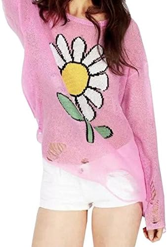 KDHJJOLY Comfortable Women's Sexy Solid Stylish Pullover Soft Loose Cardigan Sweater Rose RedUS Medium=China Small Effective shipment