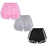 Allmeingeld Girls' Dolphin Shorts for Active Sports 3 Pack Set Multi Solid Color 3-10 Years
