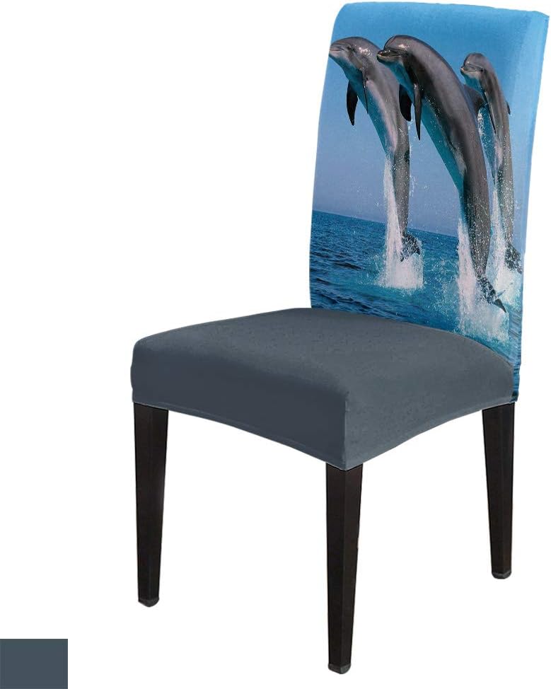 Nautical 6 Pcs Chair Covers, Stretch Polyester Spandex Chair Cover