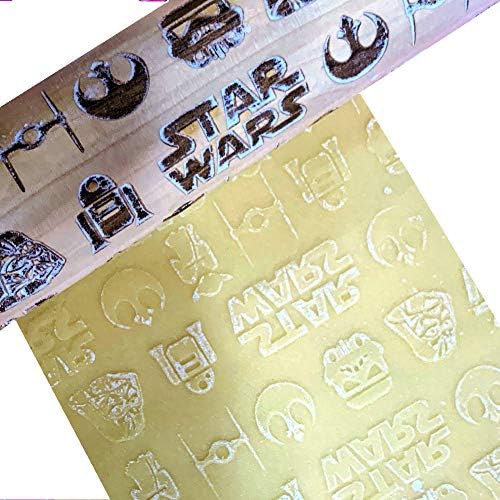 Wooden Embossed Rolling Pins for Baking Cookies Engraved with Star Wars 16.9 inch