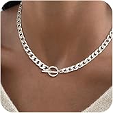 CHESKY 14K Gold Plated Chunky Necklace for Women, Trendy Paperclip Chain Necklace Thick Cross Heart Pendant Necklace Layered Herringbone Cuban Link Chain Toggle Necklaces Non Tarnish Jewelry