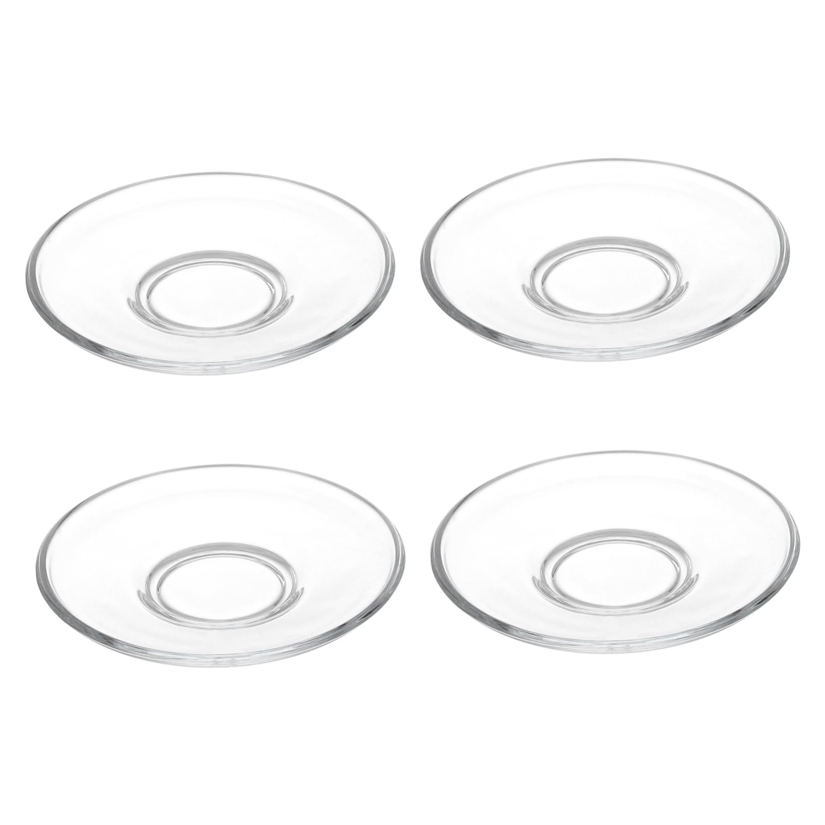 Mikinona 4Pcs Clear Glass Tea Saucers Round Plates for Coffee Snacks Stylish Design Kitchen Accessories