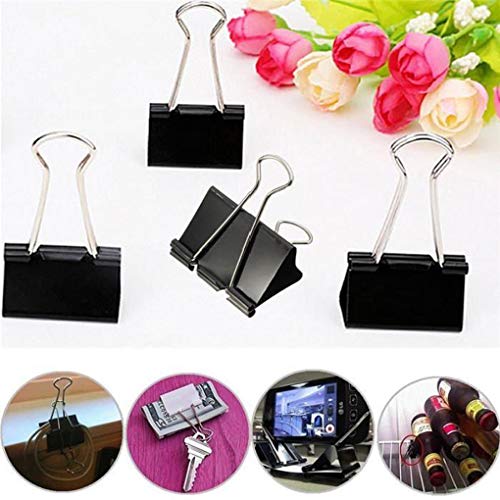 OmkuwlQ 12pcs Metal Clip Binder for Album Memo Paper File Document Photo Stationary Black 19mm Clamp Gripper - Thumbnail 4