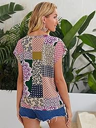 Floerns Women's Short Sleeve Business Casual Tops