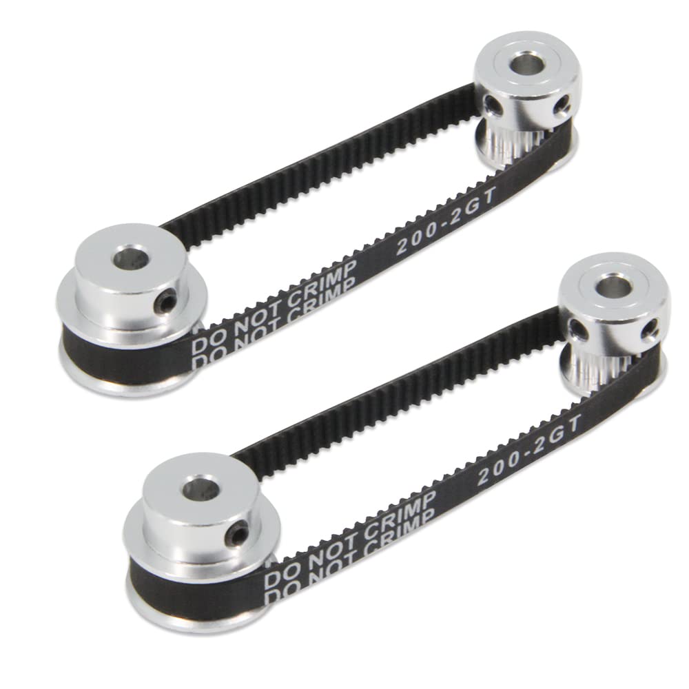 Befenybay 2Kit 2GT Synchronous Wheel 20&30 Teeth 5mm Bore Aluminum Timing Pulley with 2pcs Length 200mm Width 6mm Belt (20-30T-5B-6)