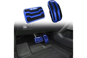 BOYOUS 2pcs No Drill Aluminum Pedal Covers Anti-Slip Brake and Gas Accelerator Pedal Pads for Ford F-150 2015 2016 2017 2018 2019 2020,Not Fit 2009-2014,2021 F150(Blue)