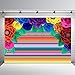 MEHOFOTO 7x5ft Fiesta Theme Party Colorful Stripes Backdrop Cinco De Mayo Mexican Festival Photography Background Paper Flower Decoration Event Table Decor Banner Background Photo Booth Props