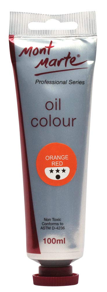 MONT MARTE Premium Oil Paint, 100ml (3.4oz), Orange Red, Good Coverage, Excellent Tinting Strength