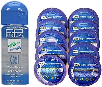 Paraben Free Long Lasting Personal Gel 2.5 Oz by ForPlay with Free One Condom Super Sensitive Condoms 10 Pack Bulk