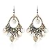 BaubleStar White Disc Coin Tassel Drop Dangle Chandelier Earrings Boho Chic Vintage Bohemian Hook Fashion Jewelry for Women
