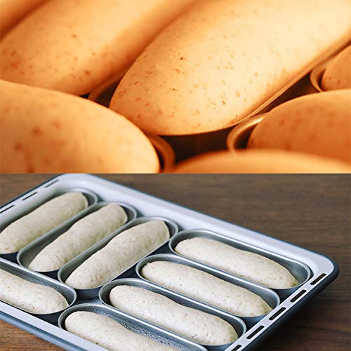 2 Pack Hot Dog Bun Pan Non-stick Carbon Steel Hotdog-shaped Cake Pan, FDA Approved for Oven Baking-7.6×2.9 Inch