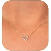 Voduim Gold Necklace for Women,14K Gold Plated Teardrop Cubic Zirconia Dainty Necklace Solitare Ttillion Heart Round Pear Cut CZ Pendent Layered Necklaces for Women 16.5+2 Inch
