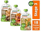 Sprout Organic Stage 3 Baby Food Pouches w/ Plant Powered Protein, Variety Pack, 4 Ounce (Pack of 18) 6 of Each: Butternut Chickpea Quinoa Date, Pumpkin Apple Lentil & Sweet Pea Corn Carrot White Bean