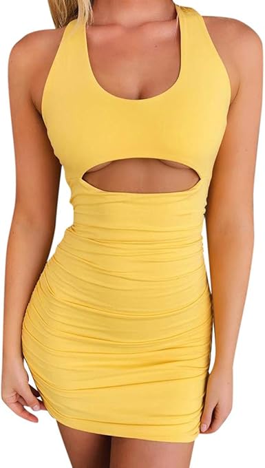 yellow bodycon mini dress