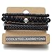 COOLSTEELANDBEYOND Mix of 4 Black Wrap Bracelets for Men and Women, Multi-Strand Wood Beads Leather Wristbands