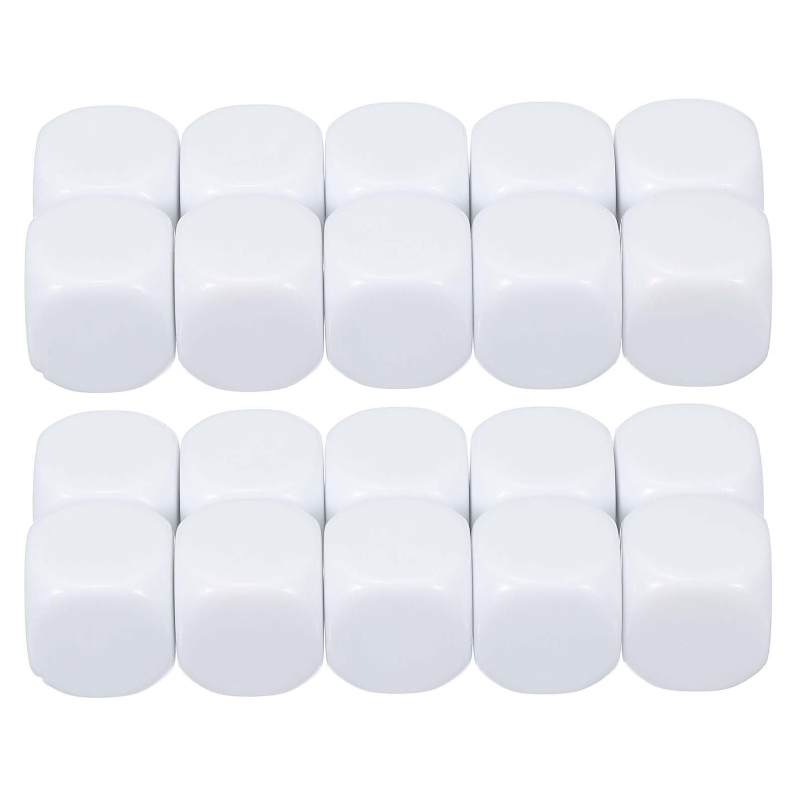 PATIKIL 20 mm Acrylic Dice Blank, 100 Pcs Standard Game Dice Rounded Corner with Smoothed Surface Six Sided for Board Games Teaching, White