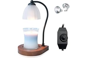 Cawalap Candle Warmer Lamp, Candle Warmer with 2 Bulbs Compatible with Jar Candles, Clear Frosted Glass Candle Warmers Lamp Dimmable Candle Warmers Lamps White Black
