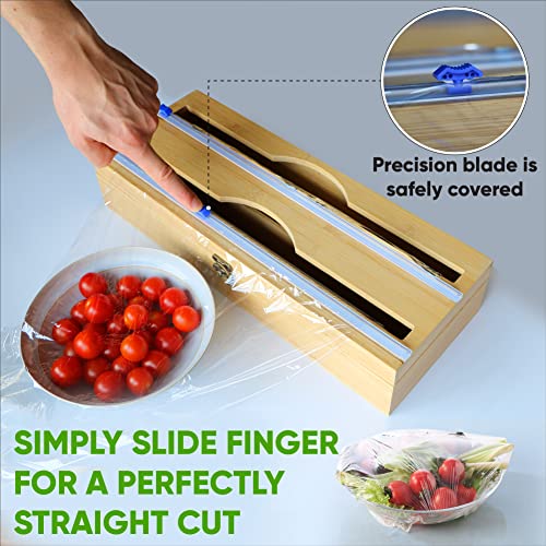 KITCHEN Extra Wide Foil and Plastic Wrap Organizer and Dispenser with Cutter Ideal for