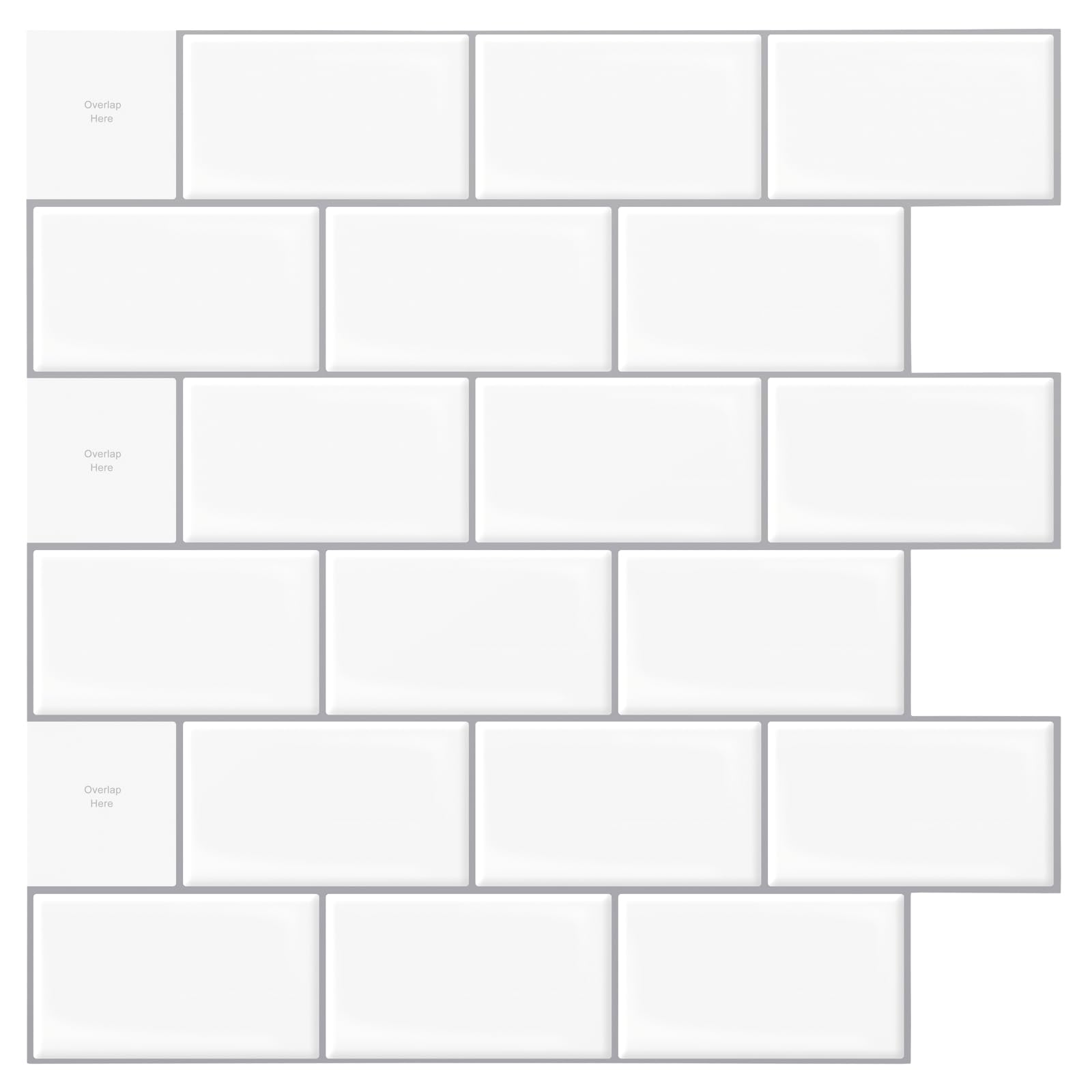Photo 1 of Art3d 10-Sheet Peel and Stick Backsplash, 12 in. x 12 in. Subway 3D Wall Panels, Mono White with Gray Grout