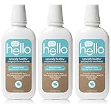 Hello Oral Care Naturally Healthy Antigingivitis Fluoride Free and SLS Free Mouthwash with Aloe Vera and Coconut Oil, 3 Count