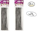 2 Pack of Darice 28-011 7-1/4-Inch Twist Ties Silver 150-Pack Value Pack