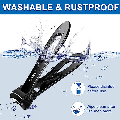 Nail Clippers for Men Thick Nails - 16mm Sharp Wide Jaw Opening Toenail Clippers for Seniors Thick Nails Cutter, Black