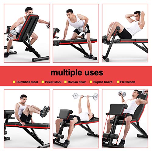 CANMALCHI-Verstellbare-Trainingsbank-Sitzbank-geneigte-Gewichtsbank-fuer-Heimgymnastikuebungen-Ganzkoerpertraining-4in1-Multifunktionale-Fitnessbank