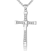 KEYCHIN Inspired Cross Necklace Fast Sports Enthusiasts Gift Cross Pendant Titanium Steel Necklace Movie Peripheral Jewellery Movie Fans Gift for Men and Woman