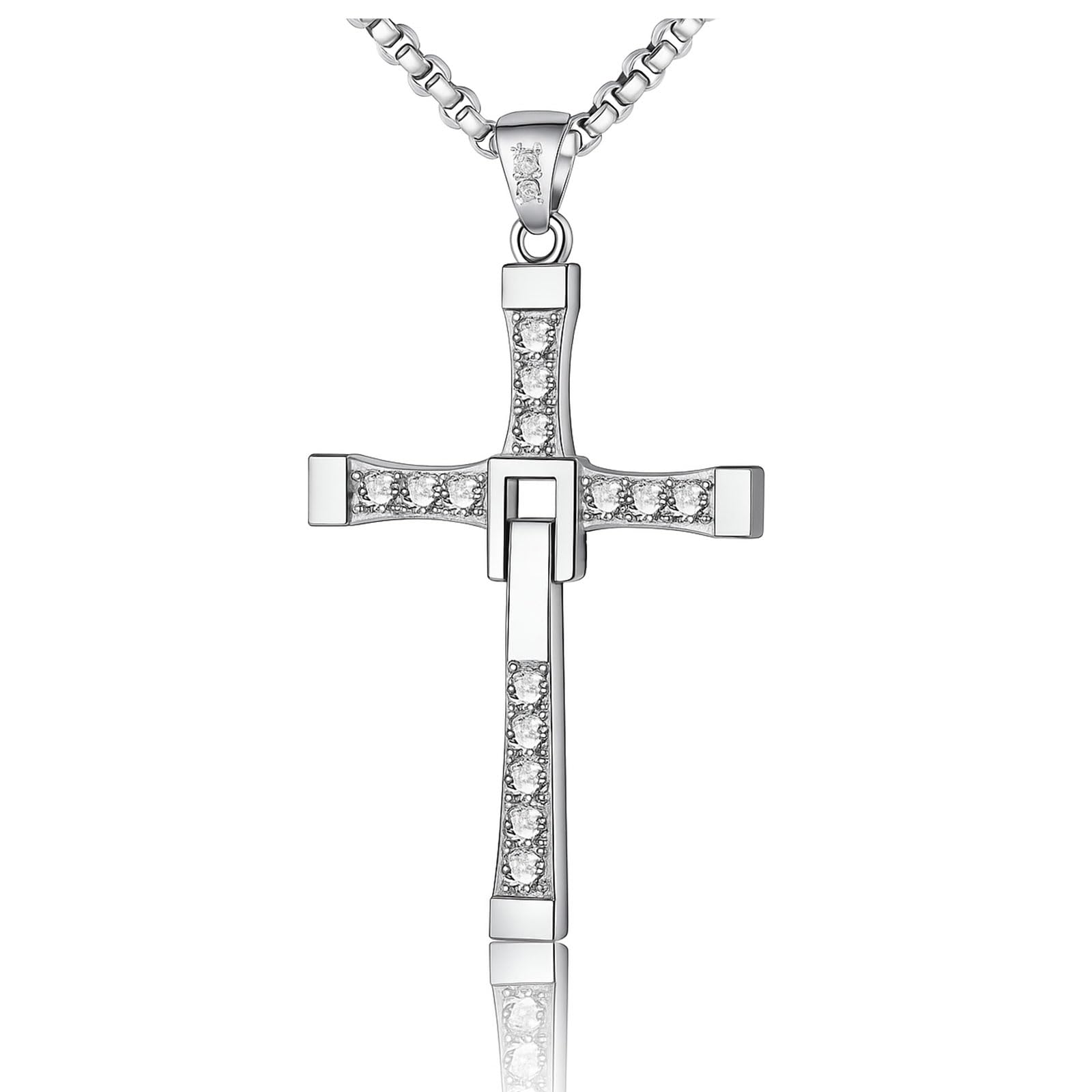 KEYCHIN Inspired Cross Necklace Fast Sports Enthusiasts Gift Cross Pendant Titanium Steel Necklace Movie Peripheral Jewellery Movie Fans Gift for Men and Woman, Metal, stainless steel