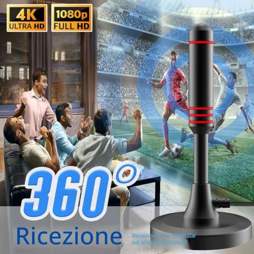 Internal TV Antenna, 500+ Miles Digital HDTV Internal TV Antenna Amplified with Magnetic Base/Signal Amplifier Support 4K HD/1080P/VHF/UHF for Home Smart Television/Radio, 5M Coaxial Cable