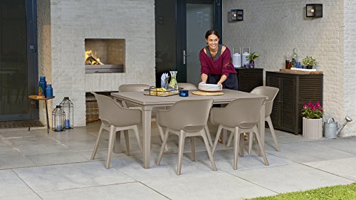 Allibert by Keter Gartensessel Akola, cappuccino, 2er Set, Kunststoff, 56.7 x 55.8 x 80.1 cm, Schalenstuhl in Cupform, perfekt für Garten, Terrasse oder Esszimmer – Bild 7