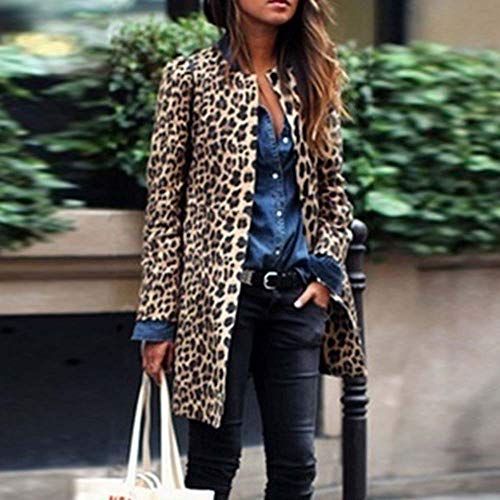AgrinTol Women Coat,Clearance Leopard Winter Warm New Wind Cardigan Print Long Coat - Thumbnail 6
