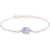 Luna Tide Blue Lace Agate Raw Bracelet in 14k Rose Gold Fill