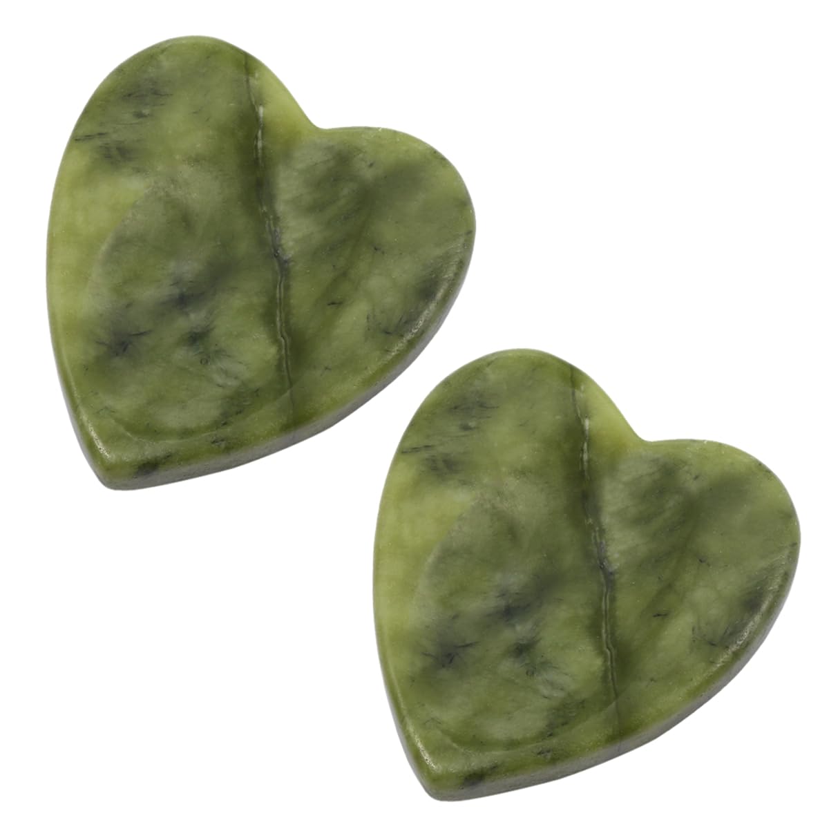 mookaitedecor Pack of 2 Natural Green Jade Heart Shaped Crystal Thumb Worry Stones for Anxiety Stress Relief, Polished Pocket Stones Palm Quartz Healing Crystal Gifts for Reiki Chakra Balancing