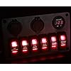 Proelectric-Red-LED-Light-1-Waterproof-MarineBoat-Car-Switch-Panel-6-Gang-USB-Charger-Voltage-Indicator-Power-Socket-5-pin-On-Off-Rocker-Switch