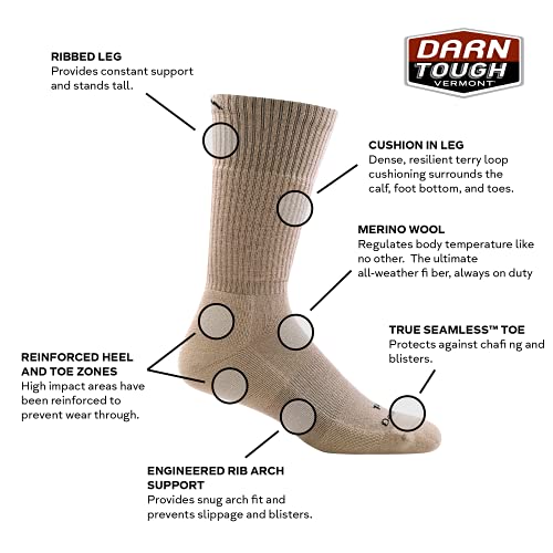 DARN TOUGH Tactical Midweight Boot Sock (Style T4021) Black, Large on Galleon Philippines