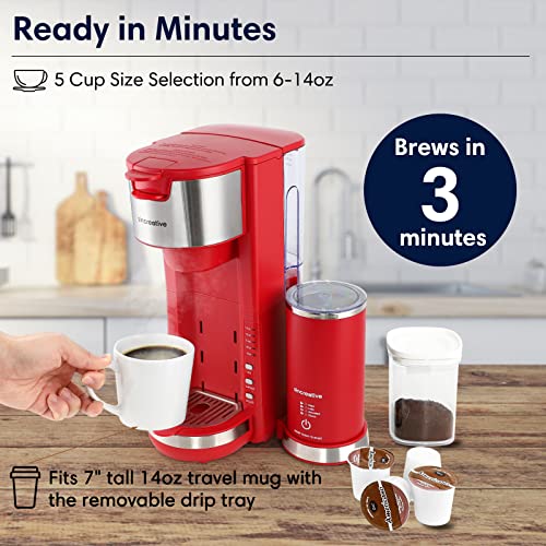 Single Serve Coffee Maker with Milk Frother, 2In1 Cappuccino Coffee
