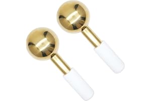 Fokmuaex 2pcs Unbreakable Cryo Ice Globes for Facials - 304 Stainless Steel Anti-Aging & Anti-Wrinkle Face and Eye Roller, Co