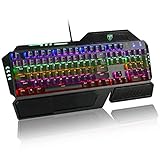 Pictek Mechanical Gaming Keyboard,104 Keys Anti-ghosting Backlit Gaming Keyboards Computer Keyboard with Blue Switch, Water-Resistant for Gamers