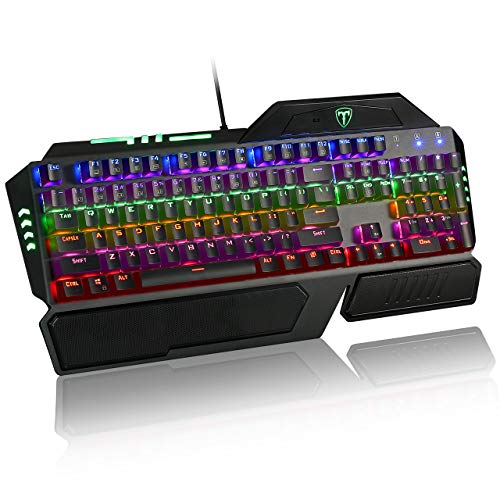 Pictek Mechanical Gaming Keyboard Wired Rainbow Backlit Computer Keyboard for PC Mac Laptop, Blue Switch, Waterproof Ergonimic Keyboard for Gamers Typists (104 Keys Anti-ghosting 6 LED Color Backlit) Pictek Mechanical Gaming Keyboard Wired Rainbow Backlit Computer Keyboard for PC Mac Laptop, Blue Switch, Waterproof Ergonimic Keyboard for Gamers Typists (104 Keys Anti-ghosting 6 LED Color Backlit)