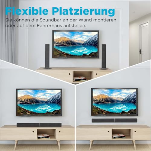 HoYLluDLL 2.0 Channel Soundbar for TV Devices, 32 Inch Divisible 2-in-1 Soundbar for TV Soundbar Bluetooth with 3 EQ Modes and 3D Surround Sound, TV Speaker Soundbars with ARC/Optical/Aux, 1 Piece