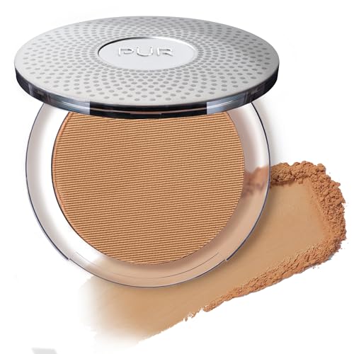 PUR Beauty 4-in-1 Pressed Mineral Makeup Powder Foundation with SPF 15 – Concealer & Finishing Compact Pressed Powder for Face – Buildable Medium to Full Coverage Foundation Powder (Tan)
