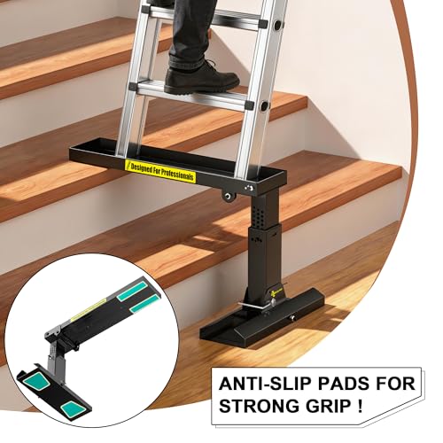 Nelyrho Heavy-Duty Foldable Ladder Extender Pro, High-Strength Steel, Non-Slip Stair Ladder Extension, 9.25–15.5" Adjustable Height, Fits 20" Ladder Feet Spacing